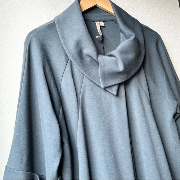 COMFY USA $155 Shawl Collar Draped Pleated Stretch Cuffed Jacket Top Green Sz XS - Picture 5 of 14